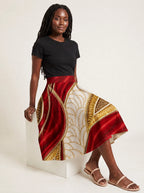 "Utukufu" Twirl Skirt — seated on model