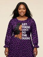 Purple Leopard Long Sleeve Maxi Dress