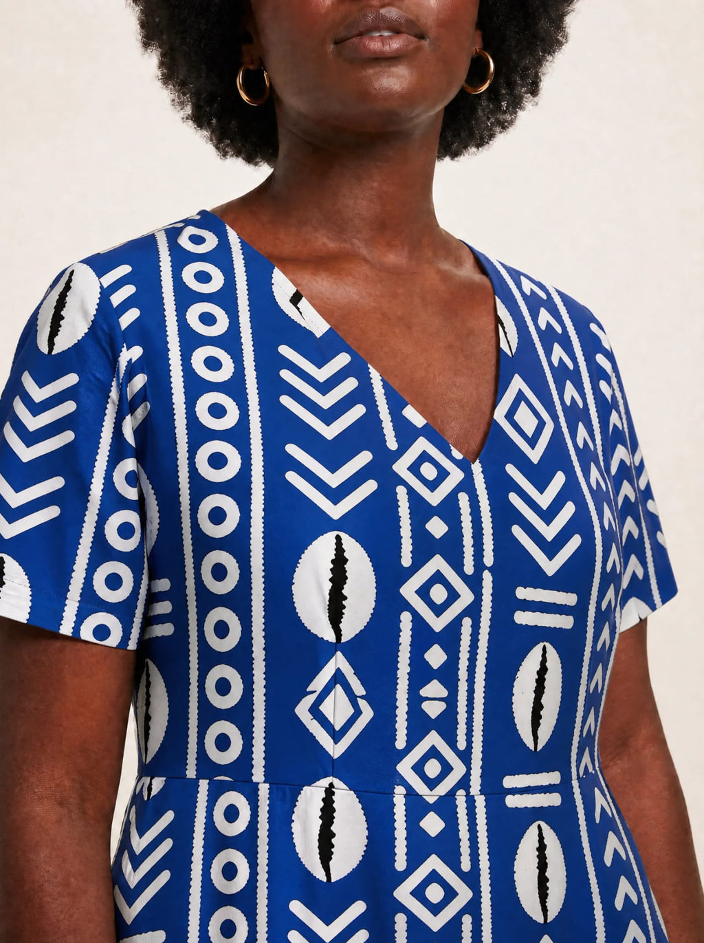 "Oshun Royal Blue" V Neck Midi Dress Promo
