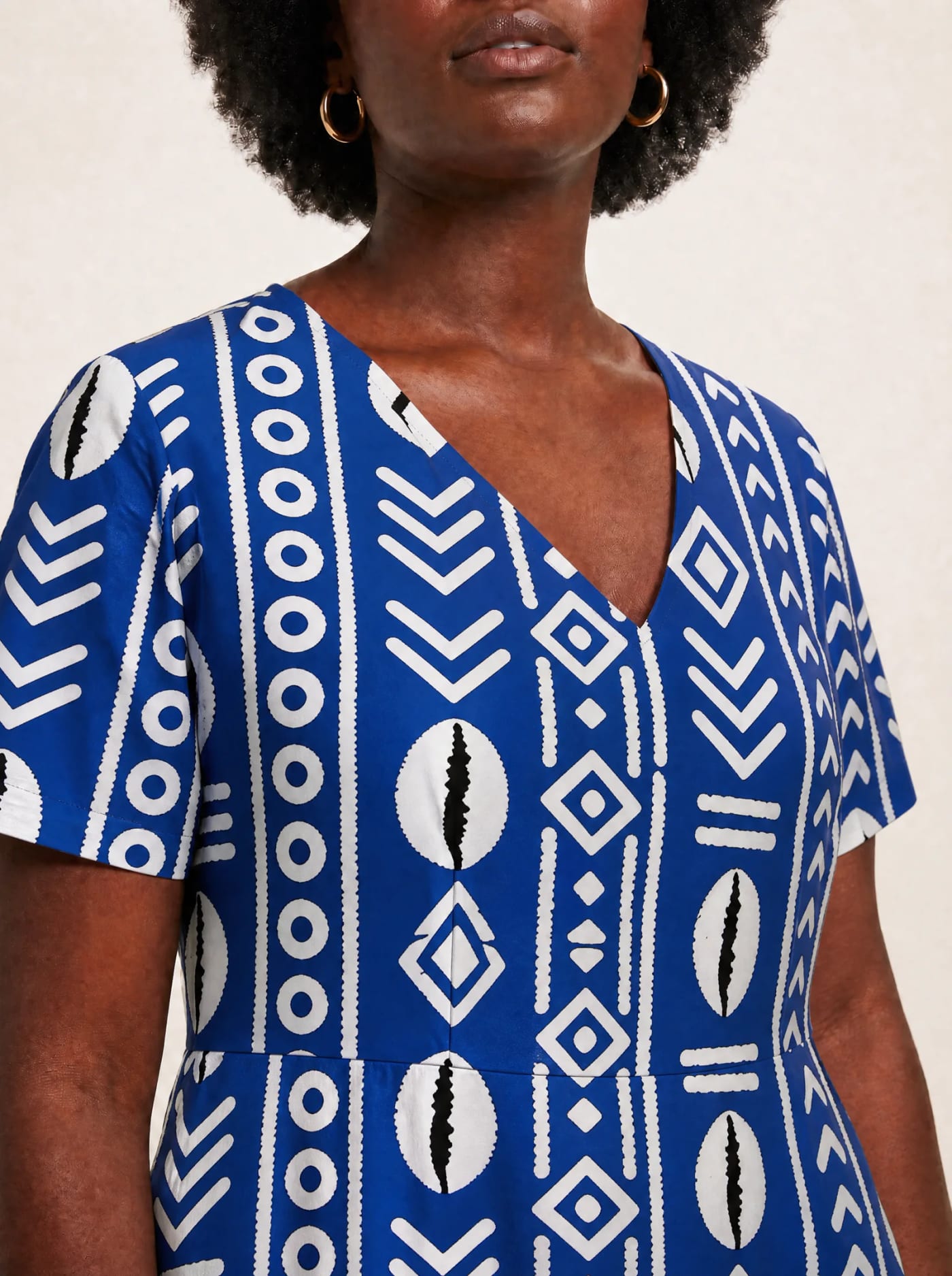 "Oshun Royal Blue" V Neck Midi Dress Promo