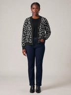 "Duara" Cardigan — on model with hands in her jeans pockets