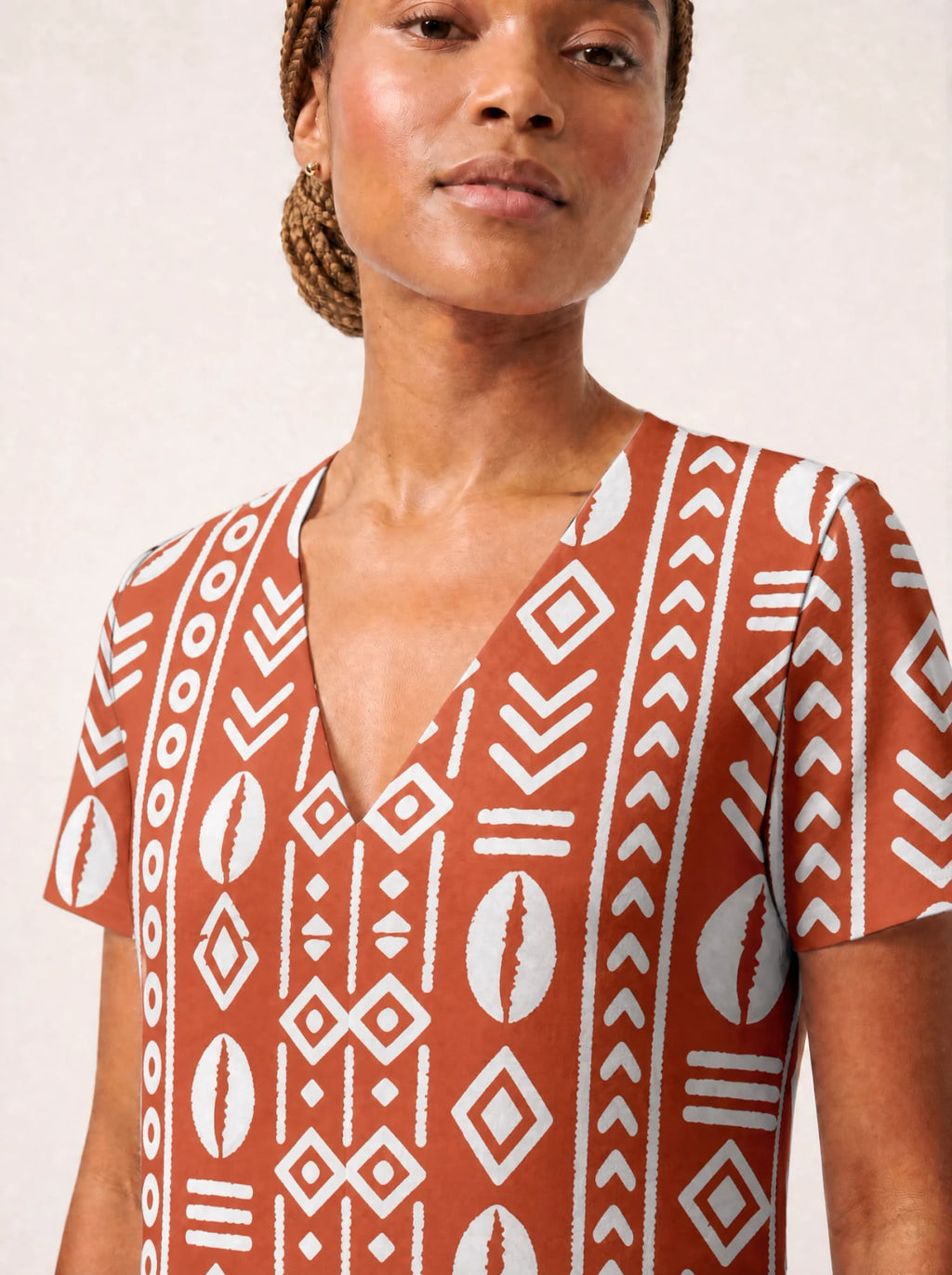 "Oshun Kijani" V Neck Midi Dress Promo