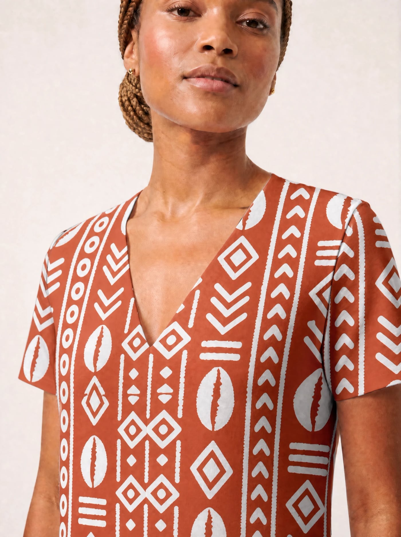 "Oshun Kijani" V Neck Midi Dress Promo