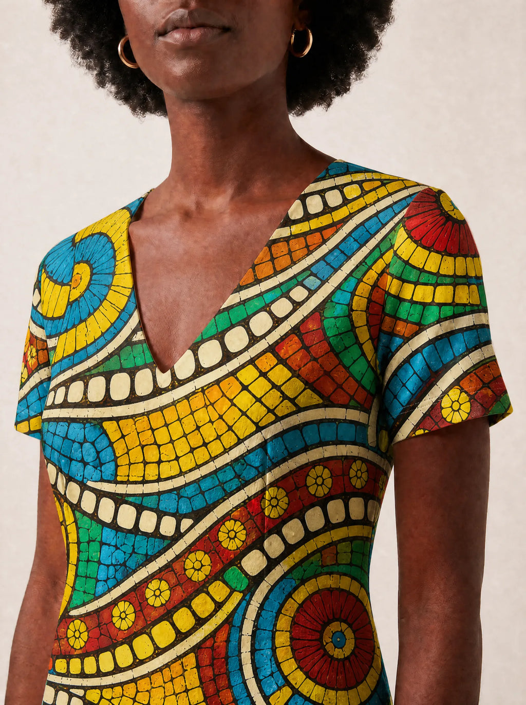 "Taji" V Neck Midi Dress