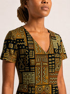 "Sankofa" V Neck Midi Dress