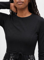 "Mizimu" Long Sleeve Midaxi Dress — three-quarter view on model
