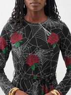 "Mwiba" Halloween Long Sleeve Midaxi Dress — three-quarter view on model