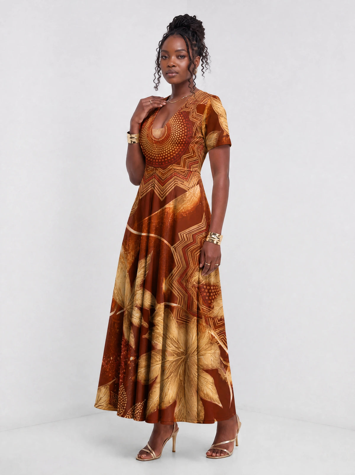 "Joto" Short Sleeve Maxi Dress — full body