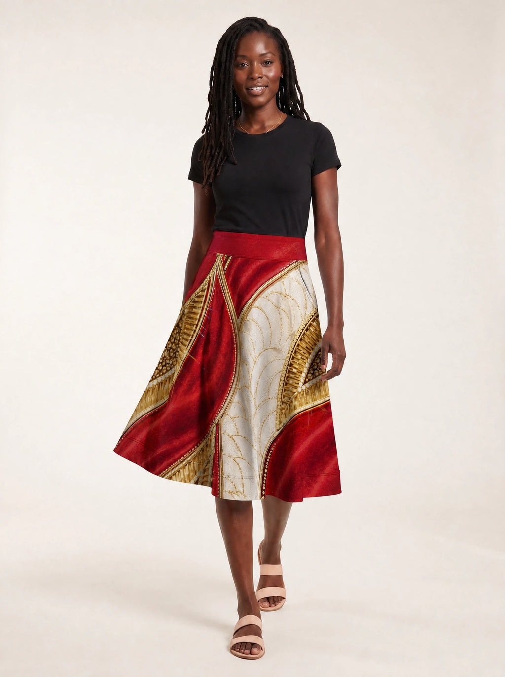 "Utukufu" Twirl Skirt — styled on model
