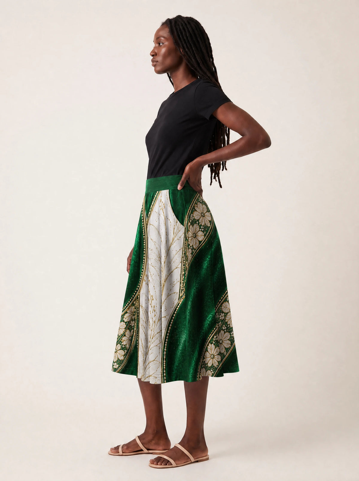 "Maile" Twirl Skirt — styled on model
