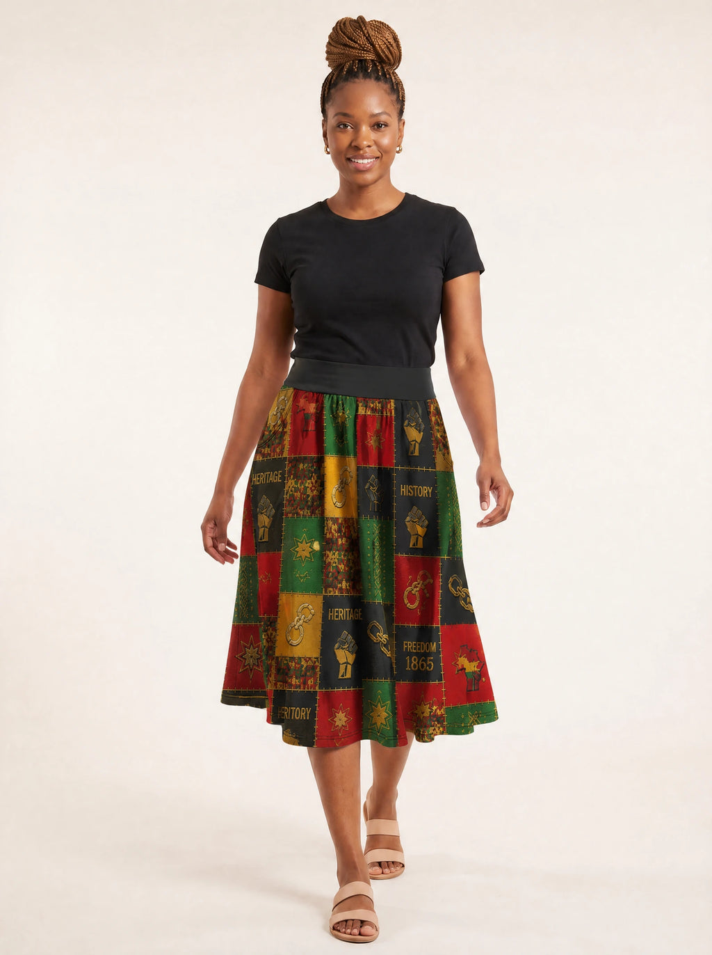"Kumbuka" Twirl Skirt — walking, skirt in motion