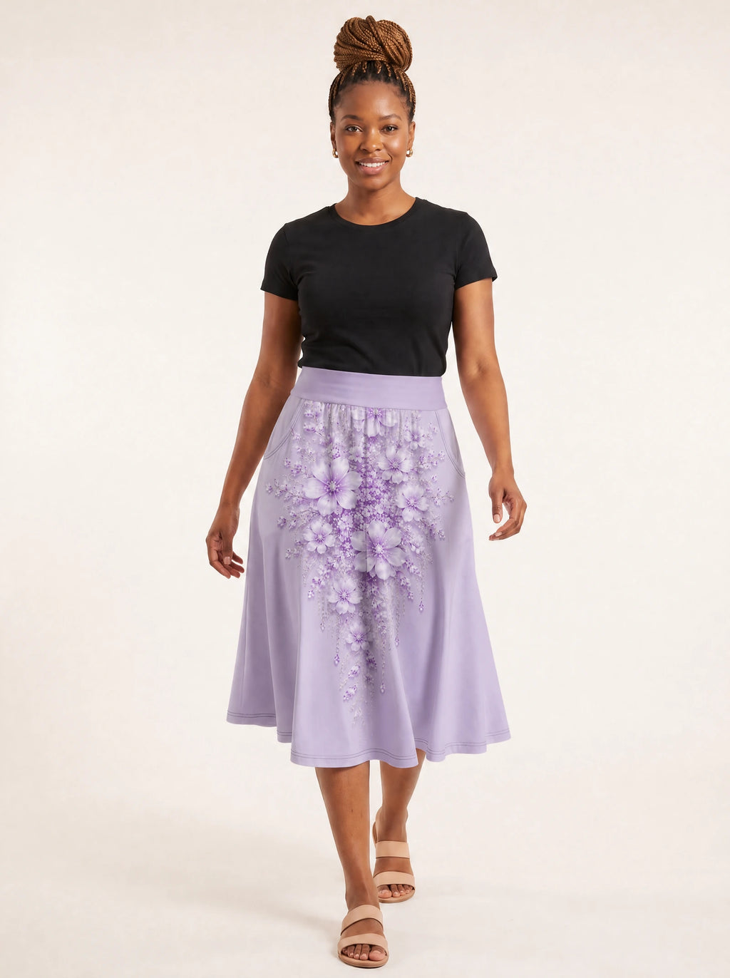 "Zambarau" Twirl Skirt — styled on model