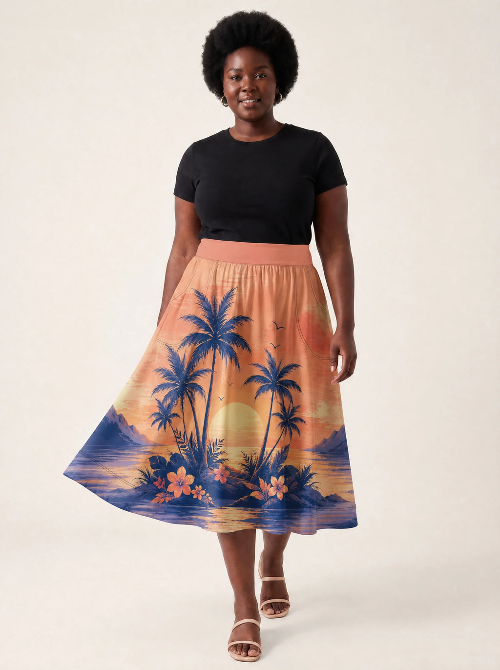 "Machweo" Twirl Skirt — styled on model
