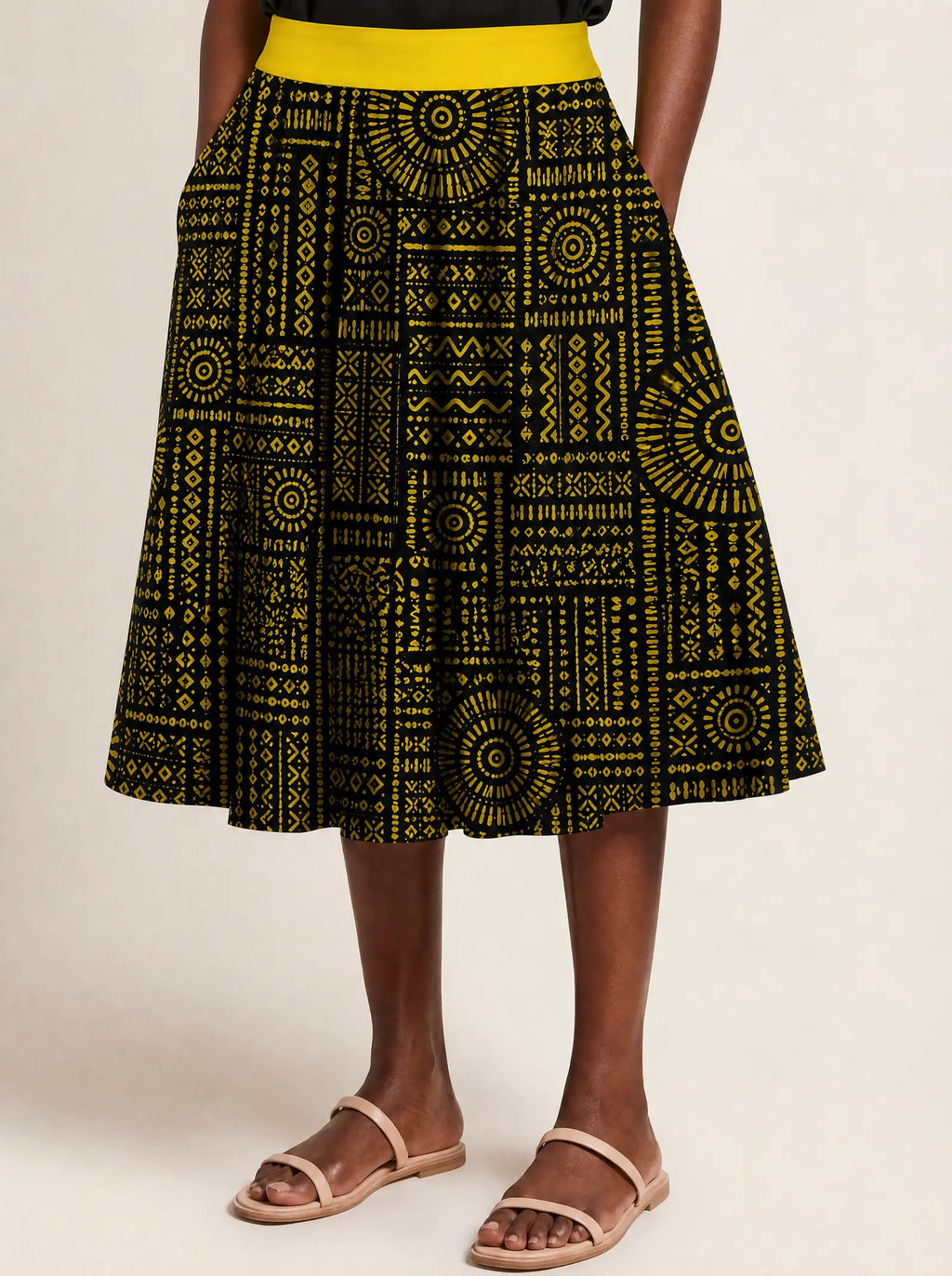 "Lamu" Twirl Skirt — close-up of the hem at mid-calf