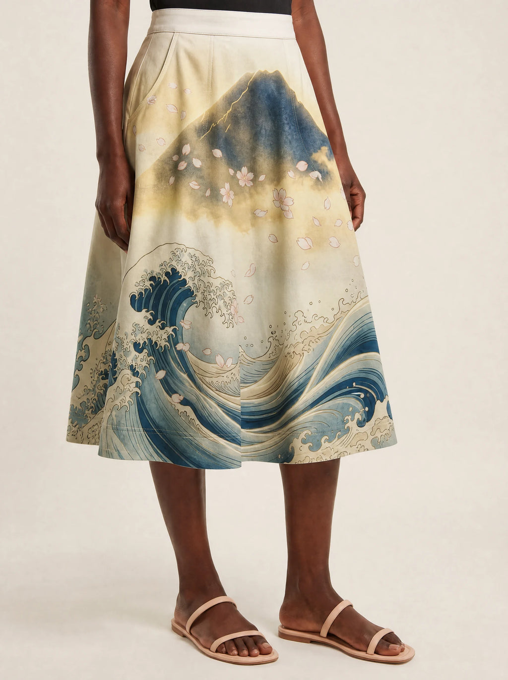 "Wimbi" Twirl Skirt — close-up of the hem at mid-calf