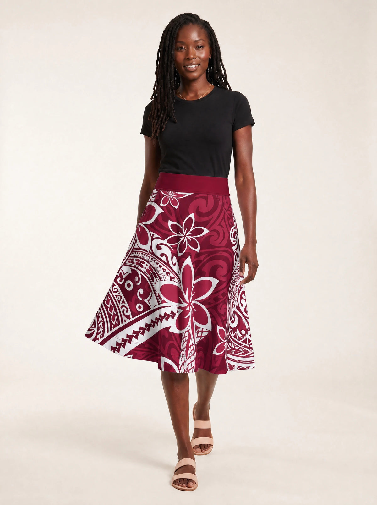 "Lehua" Twirl Skirt — styled on model