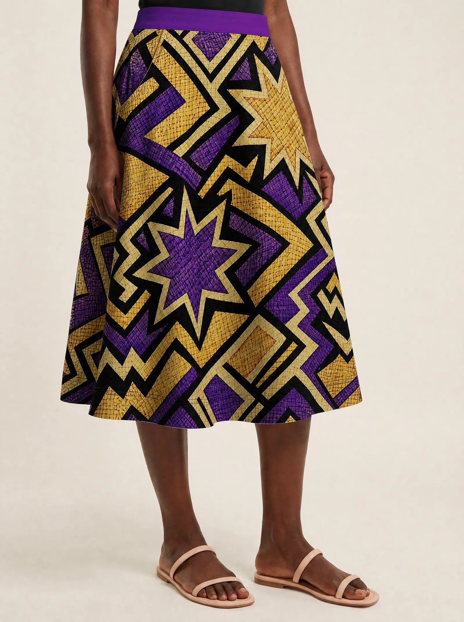 "Sheba" Twirl Skirt — close-up of the hem at mid-calf