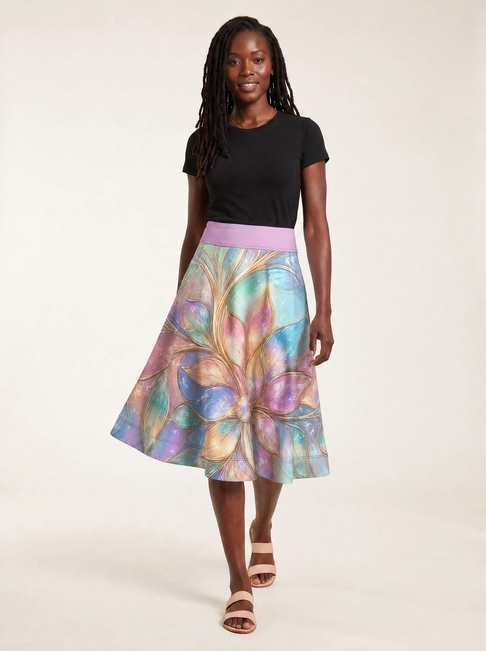 "Almasi" Twirl Skirt — walking, skirt in motion