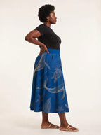 "Pwani" Twirl Skirt — side profile on model
