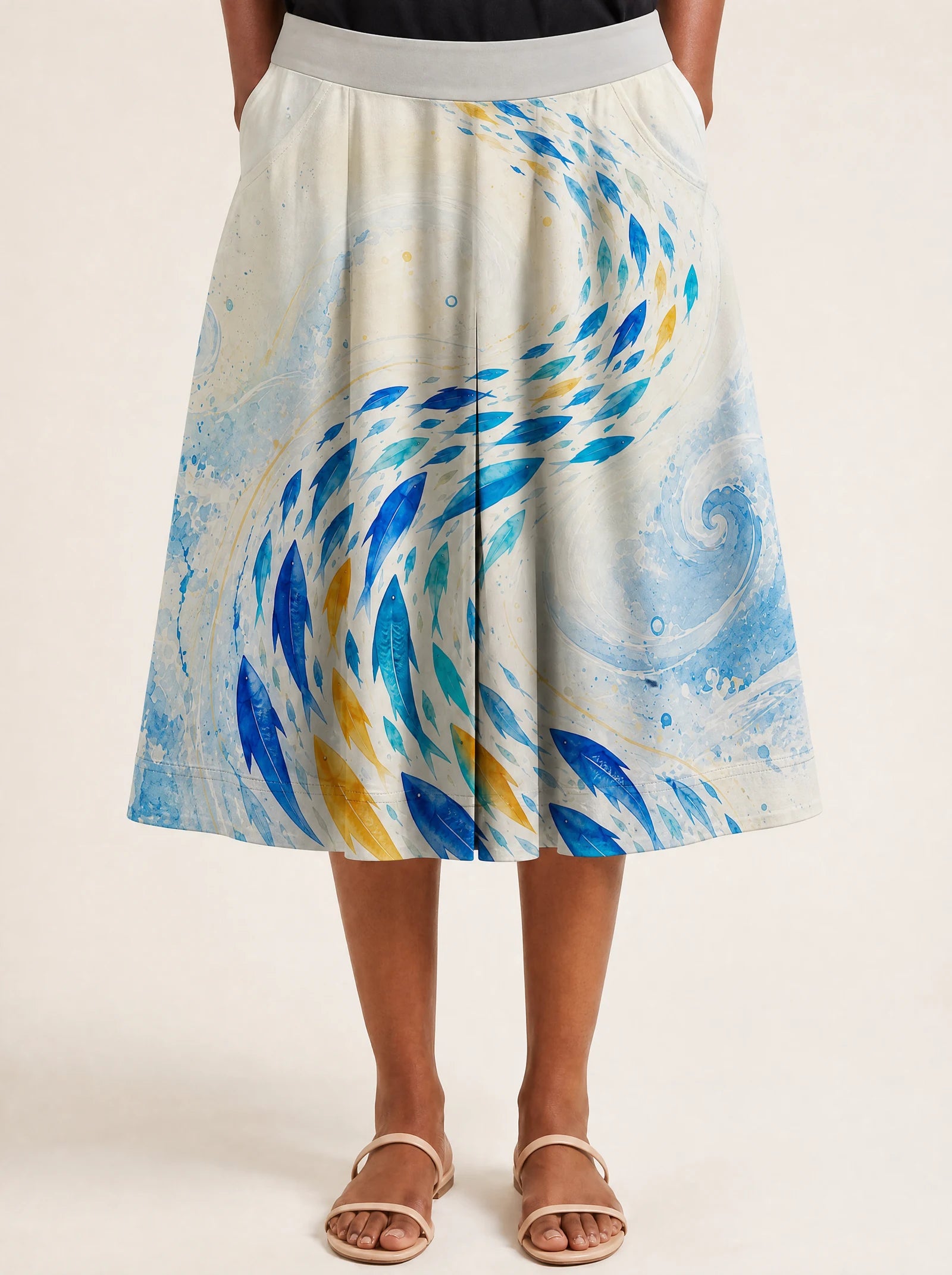 "Samaki" Twirl Skirt — close-up of the hem at mid-calf