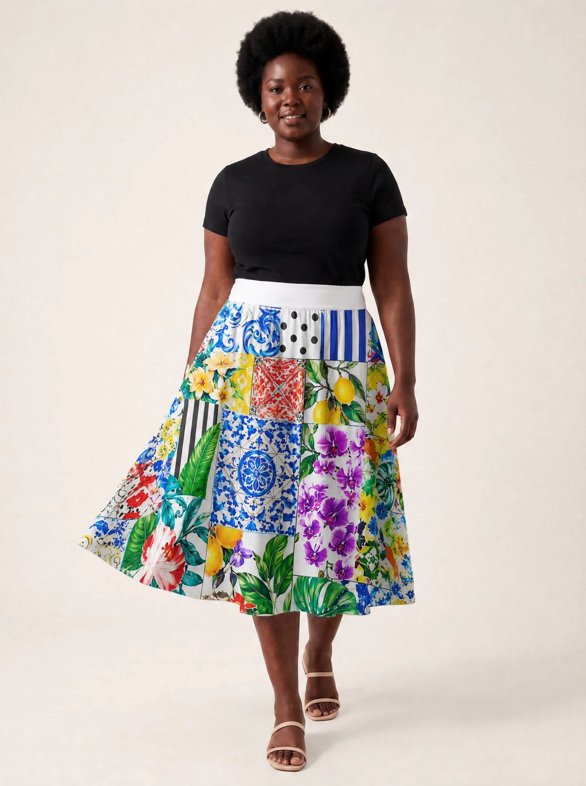 "Kisiwa" Twirl Skirt — styled on model