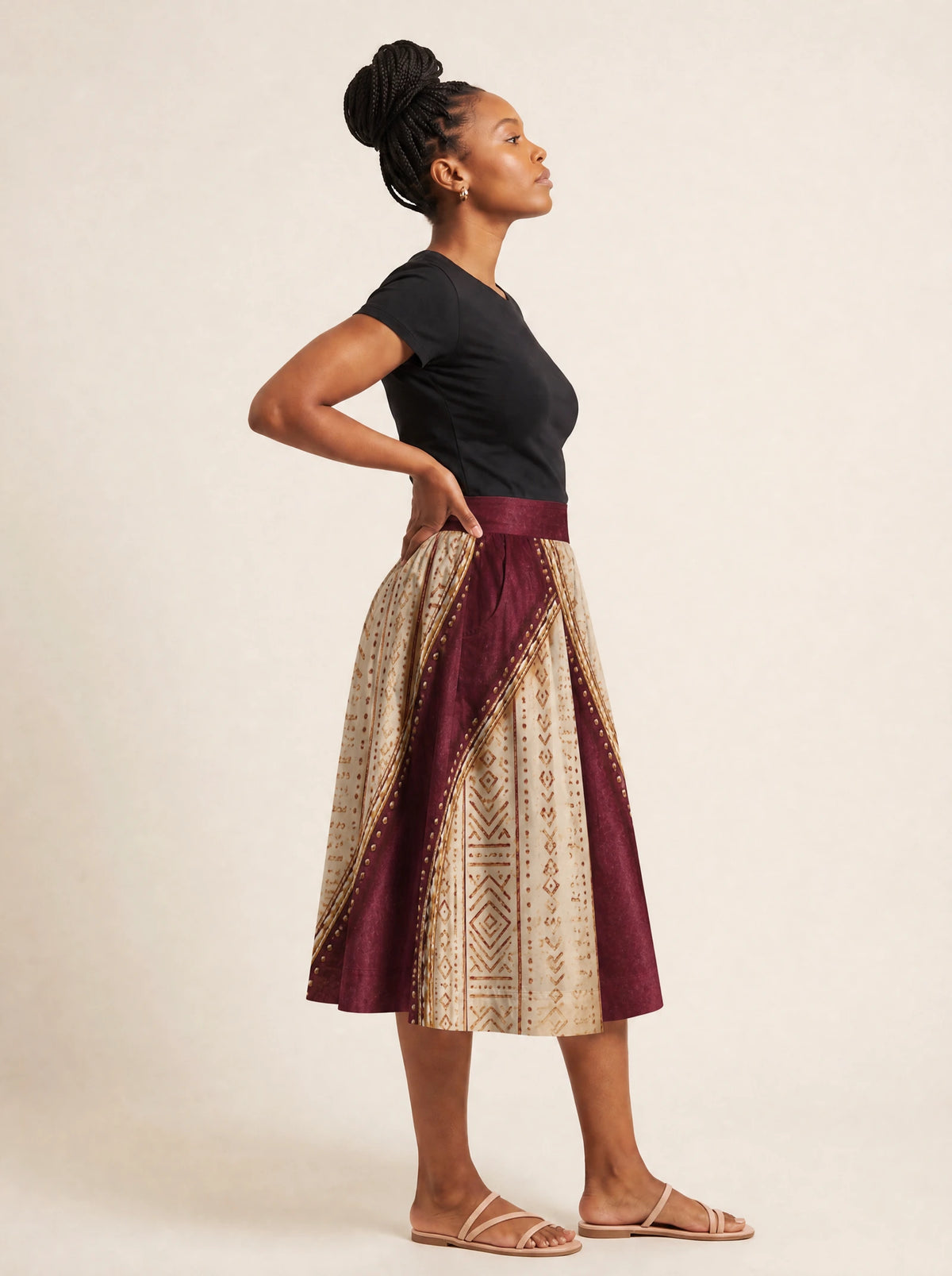 "Tapa" Twirl Skirt — styled on model