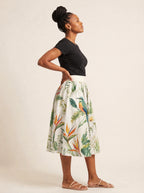 "Ndege" Twirl Skirt — side profile on model