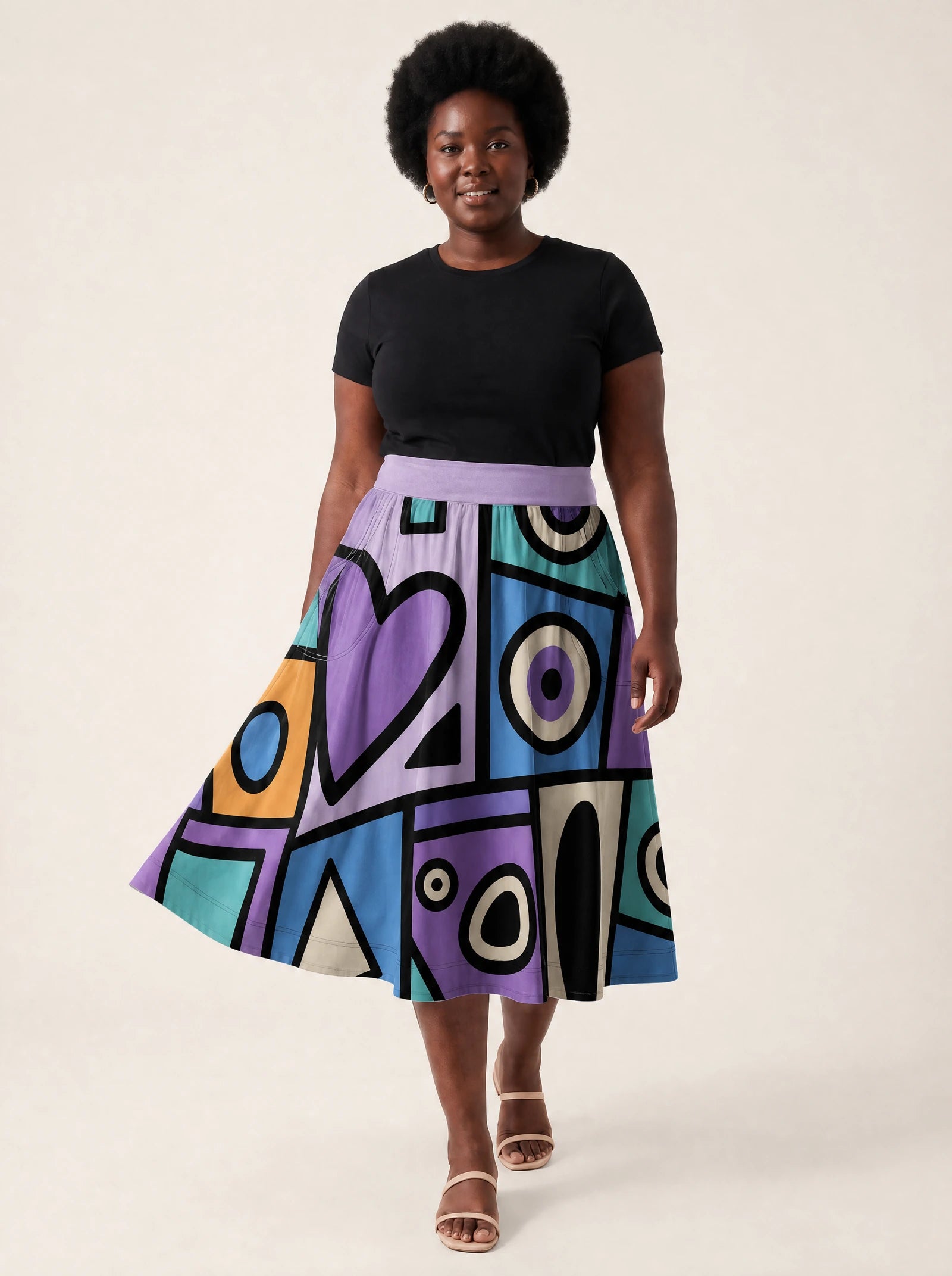 "Sanaa" Twirl Skirt — walking, skirt in motion