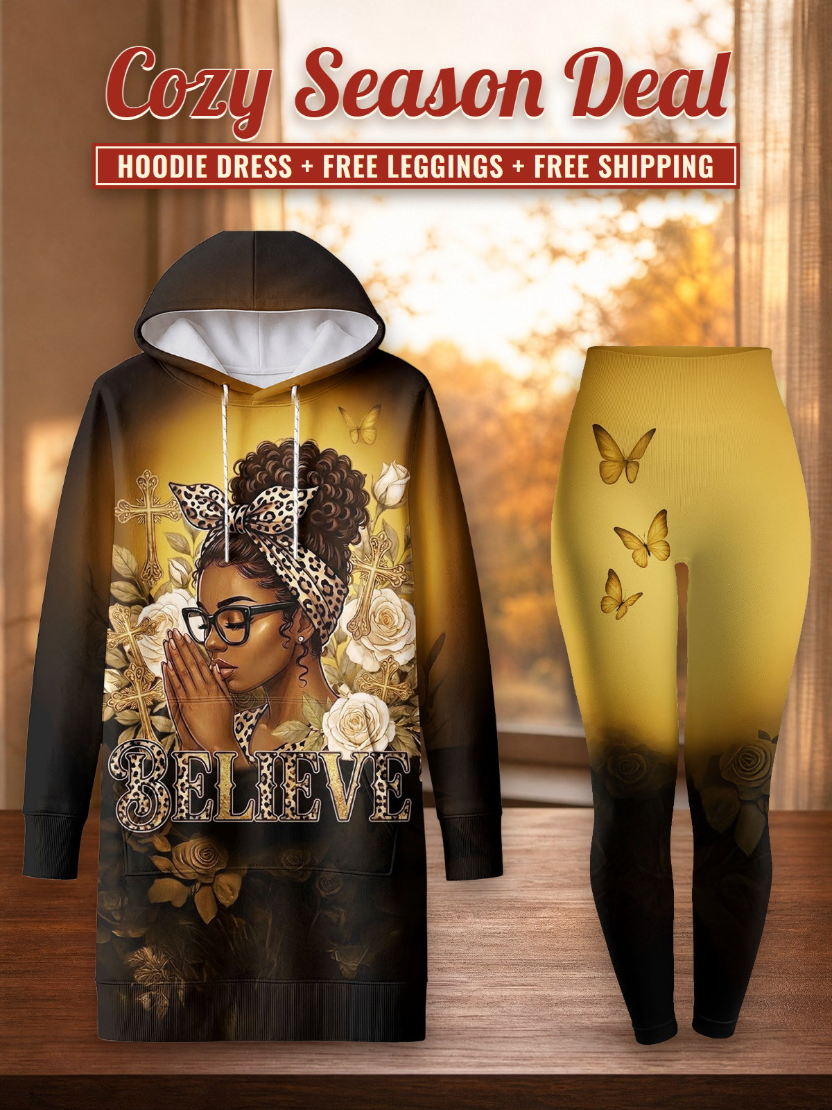 "Imani" Amber Hoodie Dress & Leggings Deal – Cozy Season Deal: hoodie dress + free leggings + free shipping