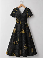 "Ishara" V Neck Midi Dress Promo