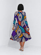 "Johari" Long Sleeve Sweetheart Midi Dress — back view on model