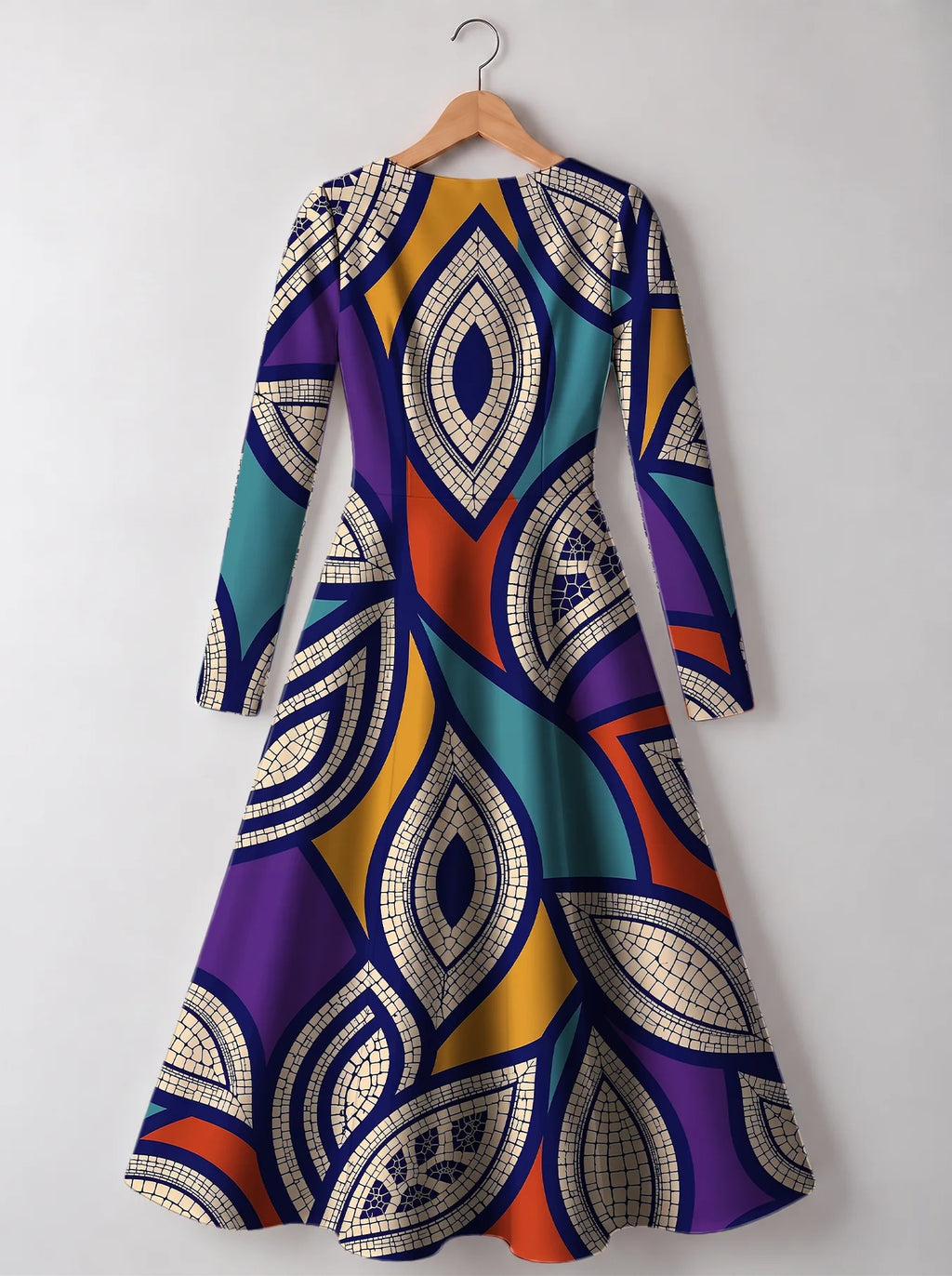 "Johari" Long Sleeve Sweetheart Midi Dress — front view