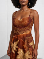 "Joto" Corset Dress — close-up of the sweetheart neckline and shoulder strap