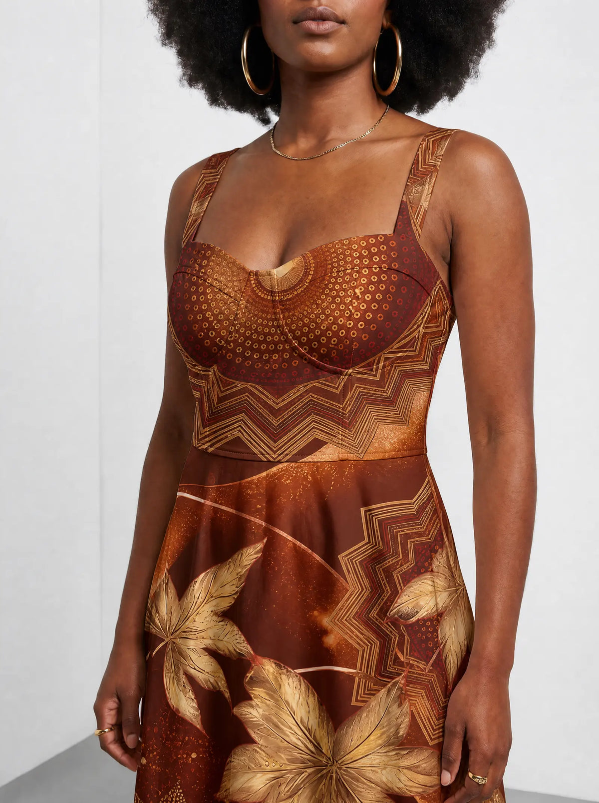 "Joto" Corset Dress — close-up of the sweetheart neckline and shoulder strap