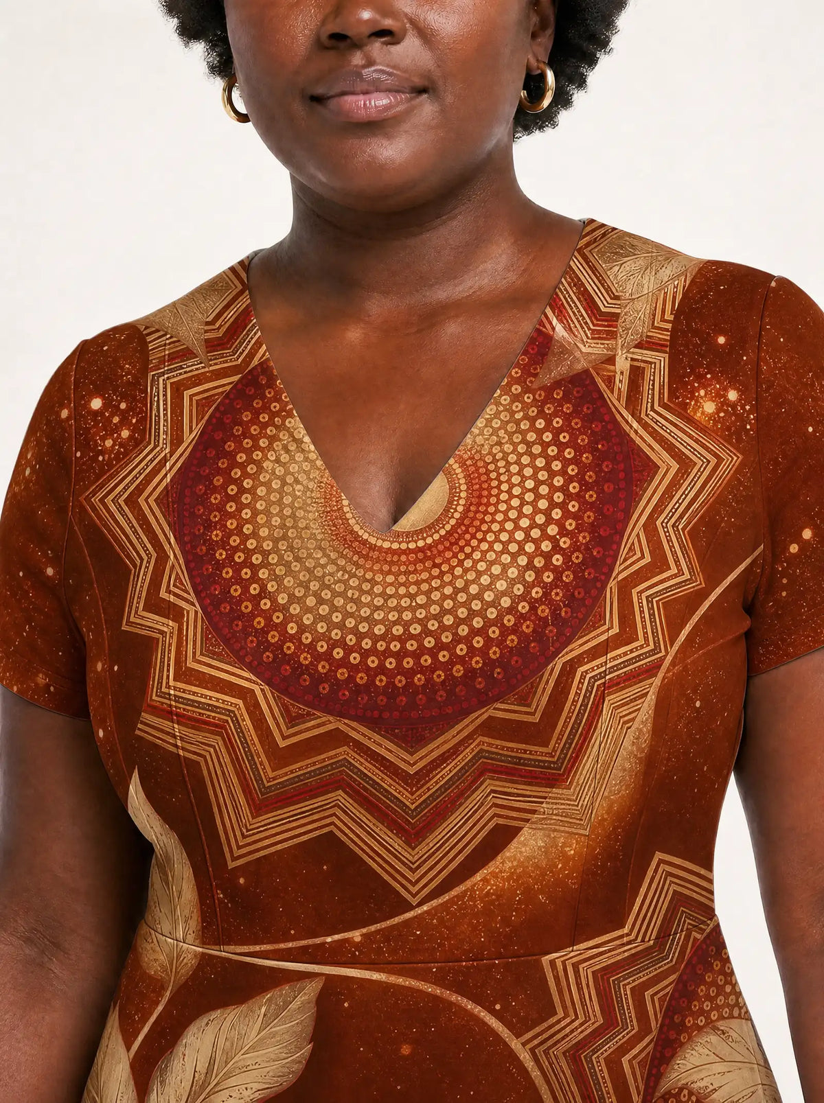 "Joto" V Neck Midi Dress — on model