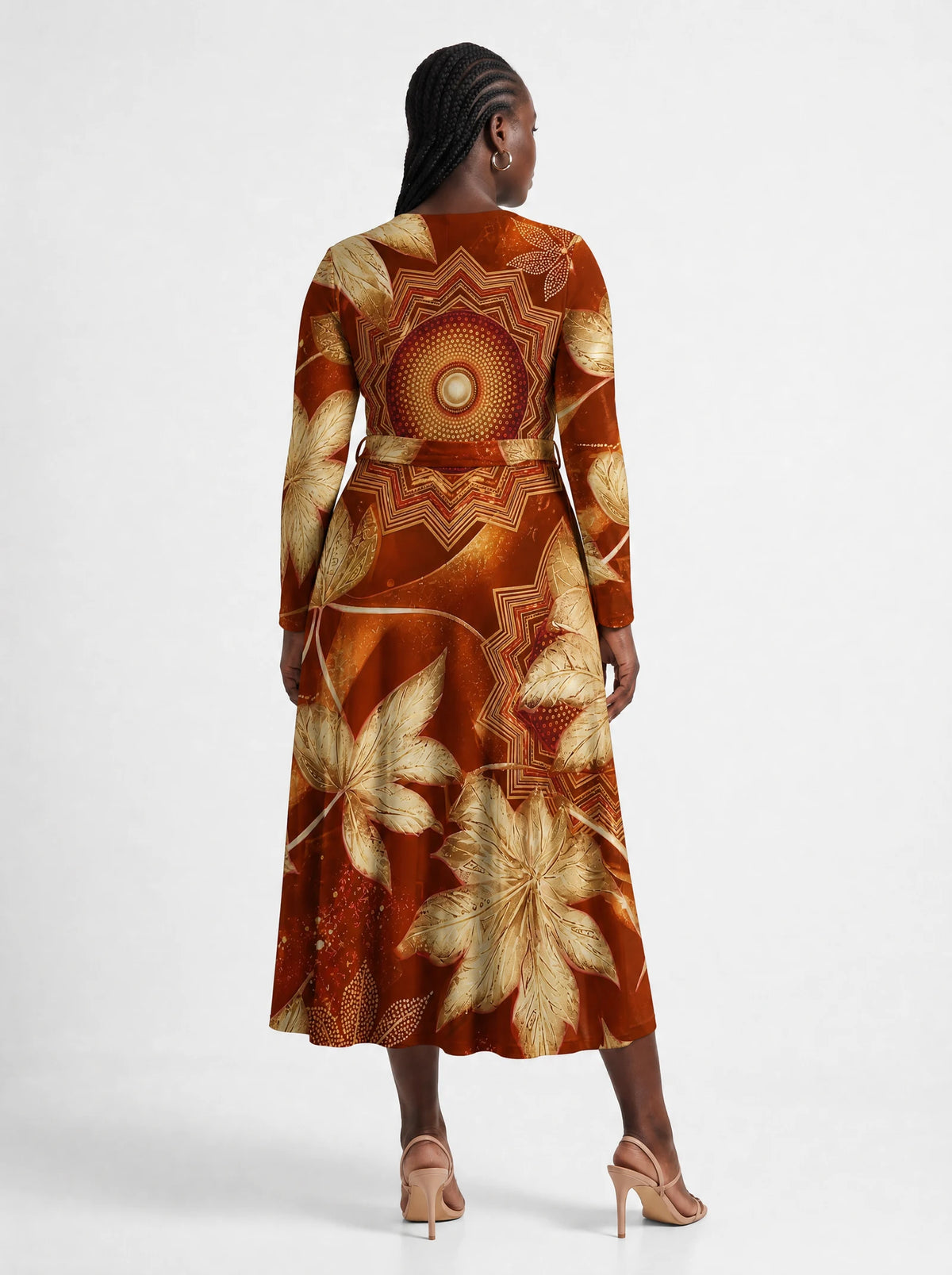 "Joto" Long Sleeve Midaxi Dress — back view on model