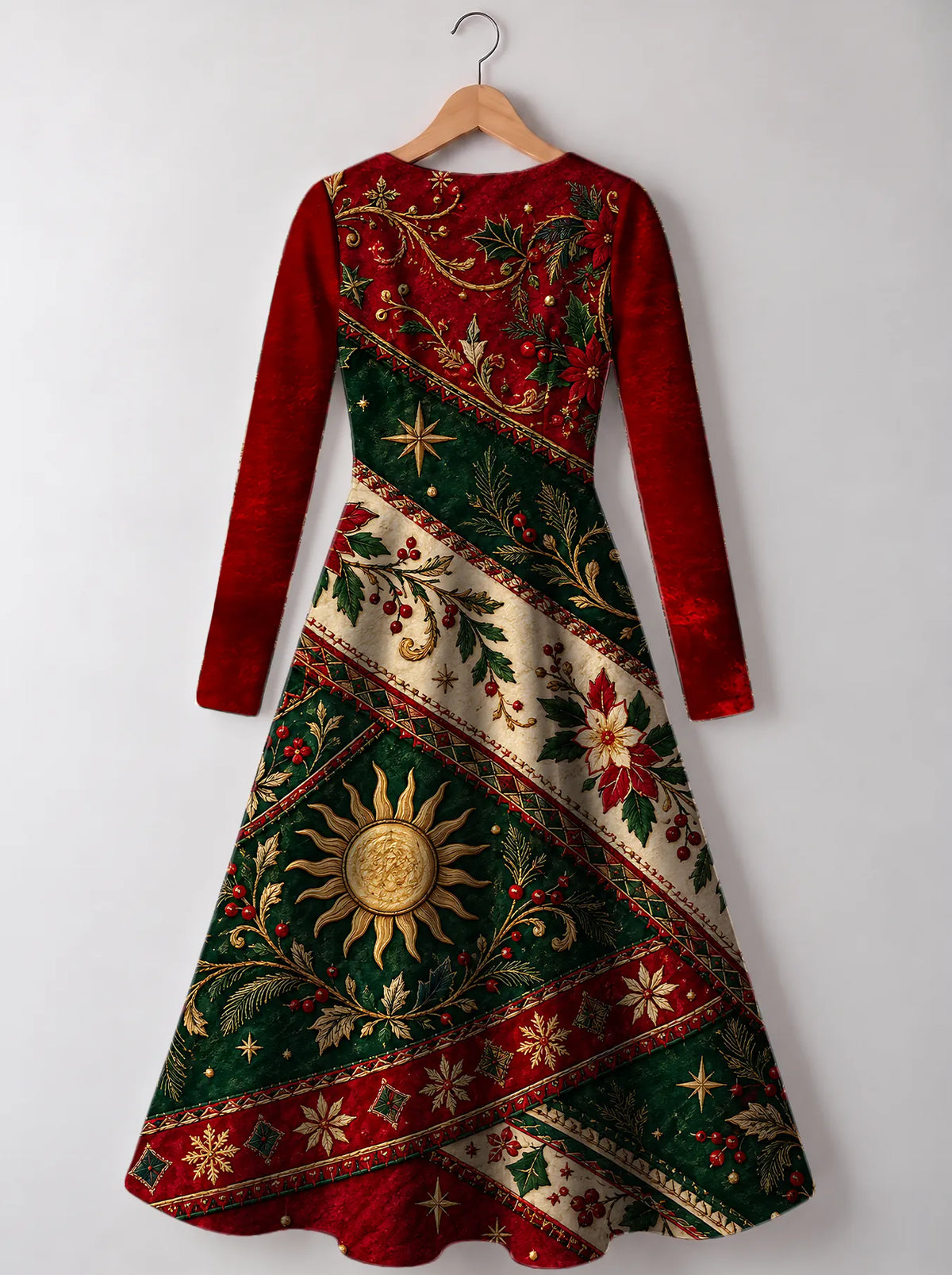"Jua Kuu" Long Sleeve Sweetheart Midi Dress — back view