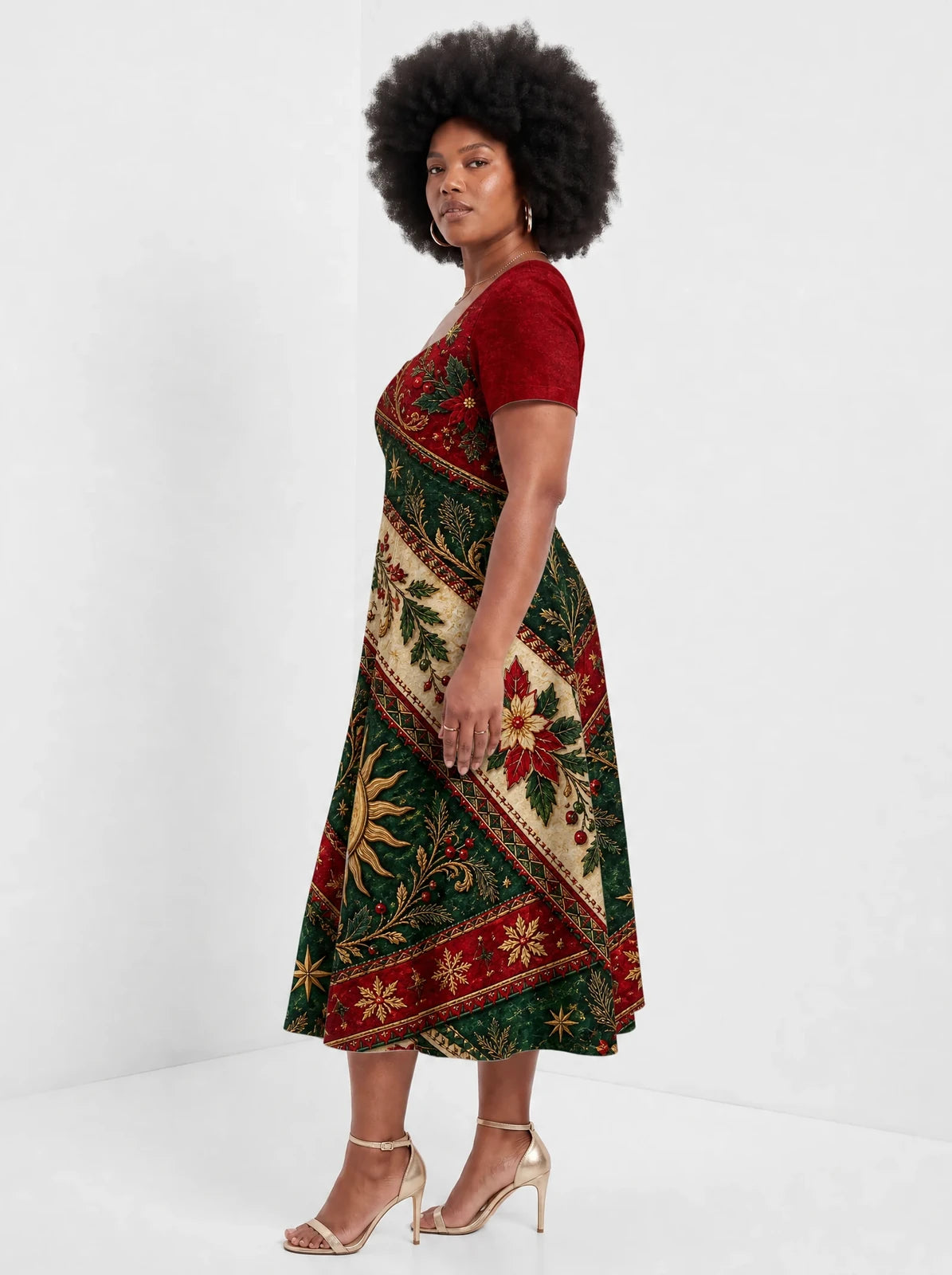 "Jua Kuu" Sweetheart Midi Dress — side view on model