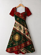 "Jua Kuu" Sweetheart Midi Dress — front flat
