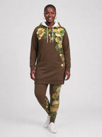 "Kakao" Hoodie Dress — front view on model, styled with the matching leggings