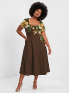 "Kakao" Sweetheart Midi Dress — front view on model