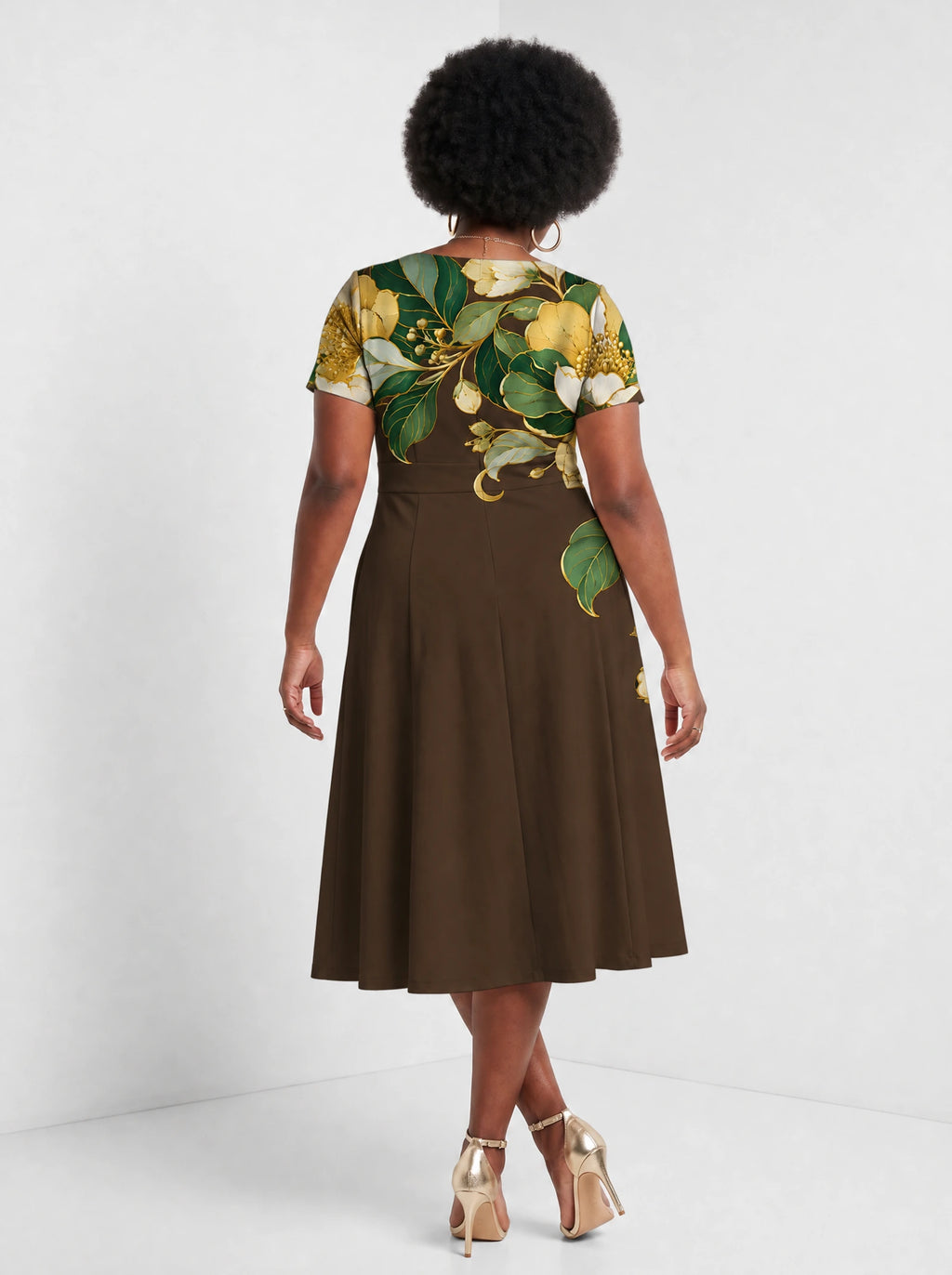 "Kakao" Sweetheart Midi Dress — back view on model