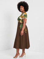 "Kakao" Sweetheart Midi Dress — side view on model