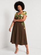 "Kakao" Sweetheart Midi Dress — styled on model