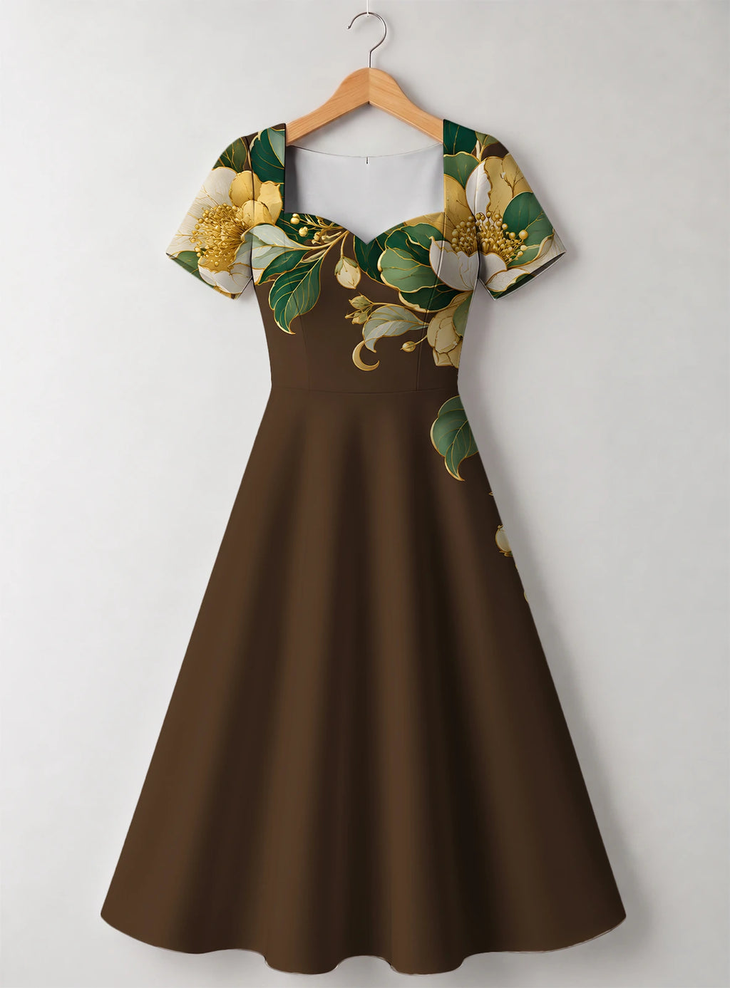 "Kakao" Sweetheart Midi Dress — front flat