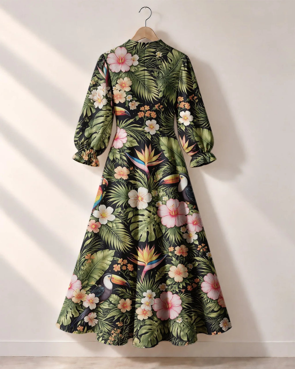 "Kasuku" Long Puff Sleeve Dress