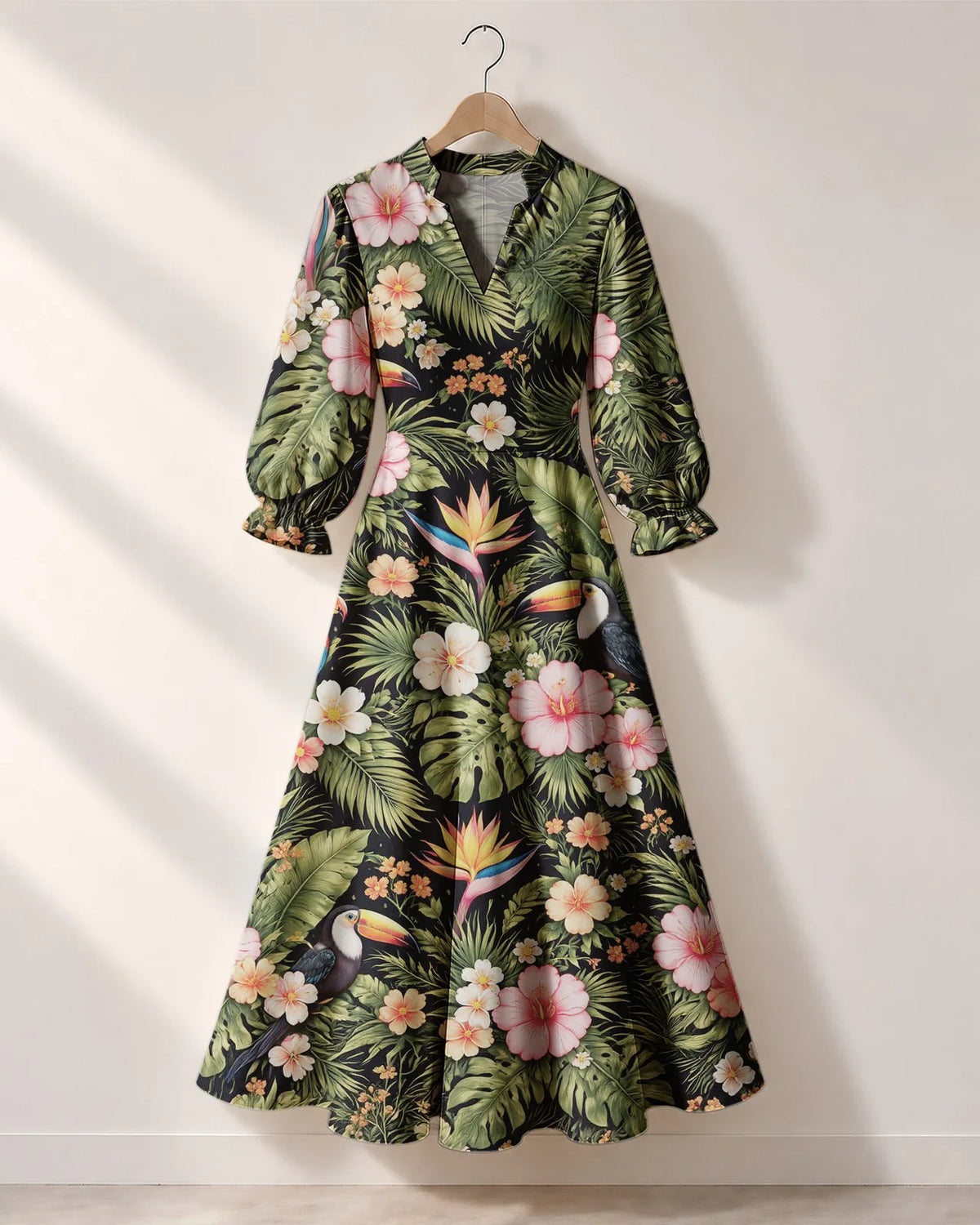 "Kasuku" Long Puff Sleeve Dress