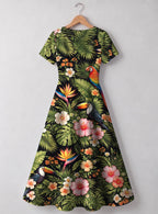 "Kasuku" V Neck Midi Dress