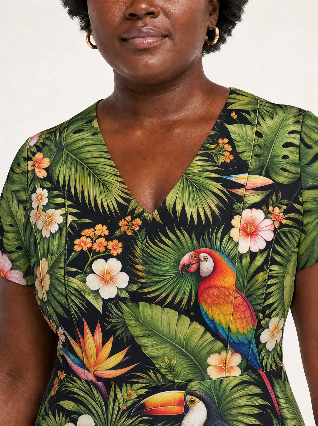 "Kasuku" V Neck Midi Dress — on model