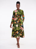 "Kasuku" Long Sleeve Midaxi Dress